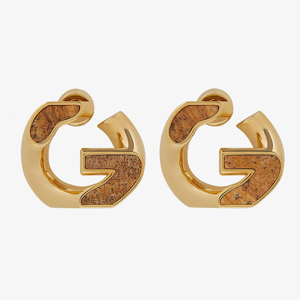 Front view of Givenchy Women G Chain Jasper Set Earrings in gold