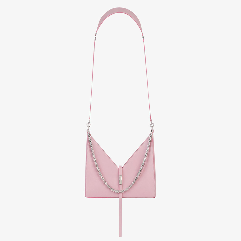 Front view of Givenchy Women Small Cut Out Bag in Box Leather with Chain-Pink