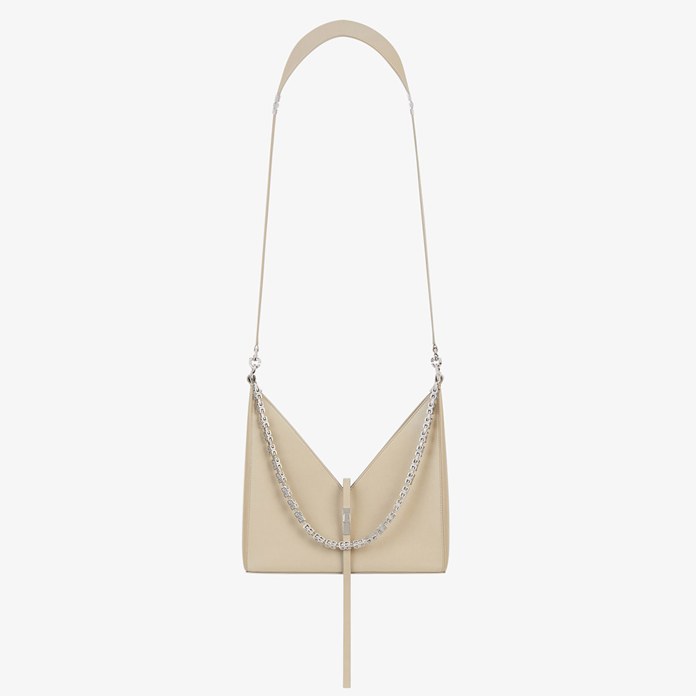 Givenchy Women Small Cut Out Bag in Box Leather with Chain-Beige