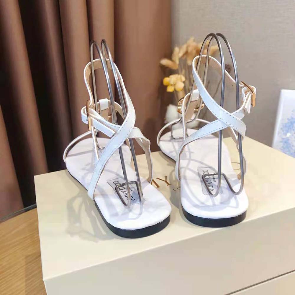 Jimmy Choo Women Alodie Flat Latte Nappa and Patent Leather Flat Sandals - image 6
