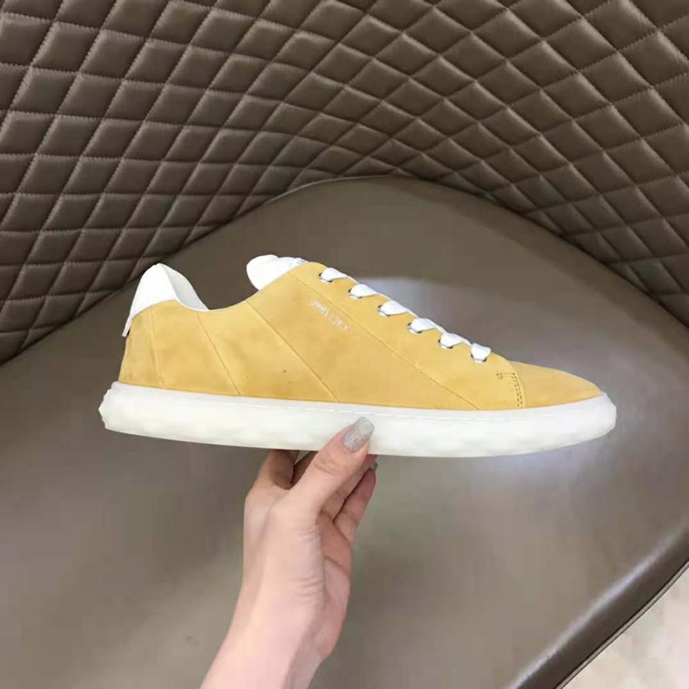 Jimmy Choo Women Diamond Light/F Light Mocha Suede and Light Mocha Nappa Low-Top Trainers - image 7