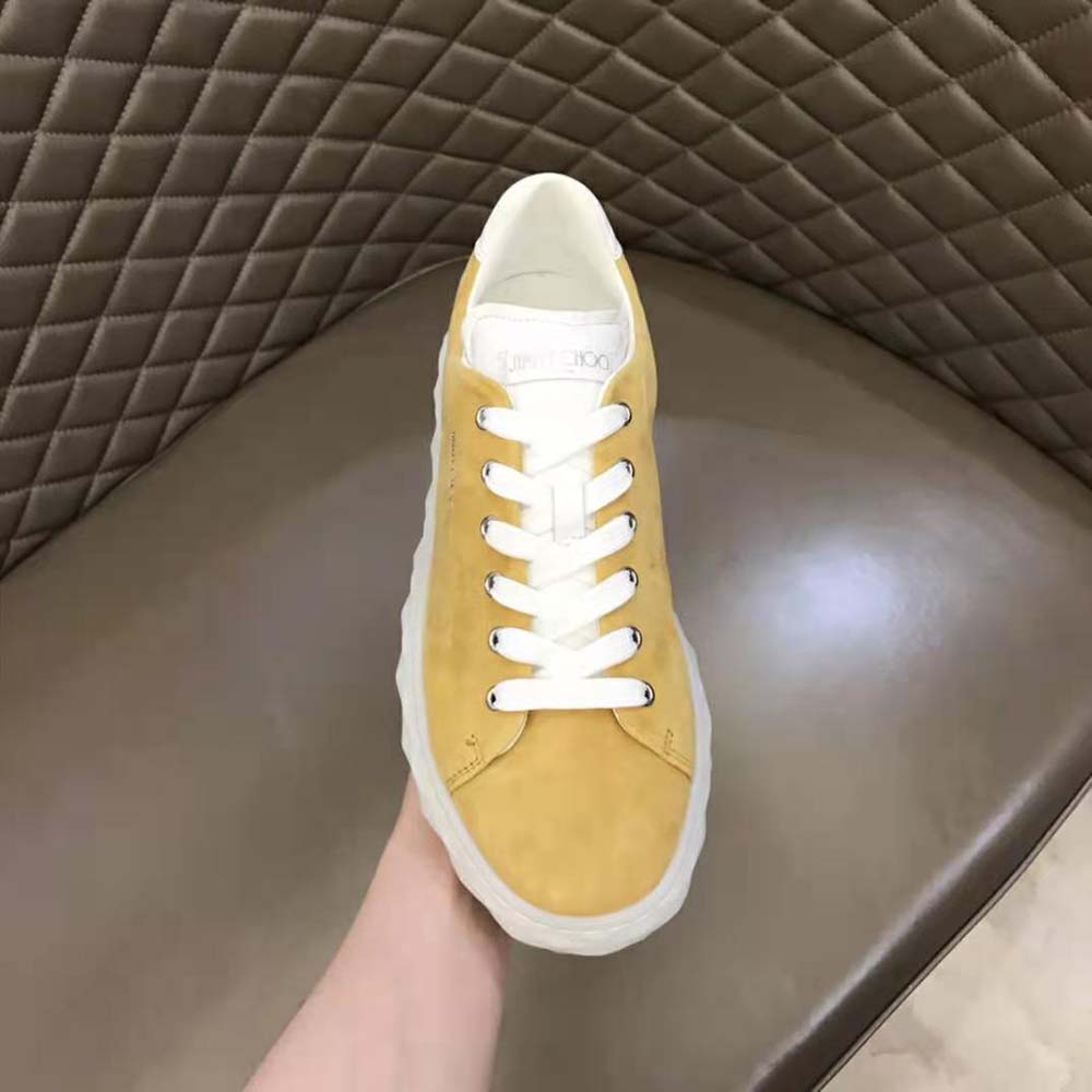 Jimmy Choo Women Diamond Light/F Light Mocha Suede and Light Mocha Nappa Low-Top Trainers - image 6