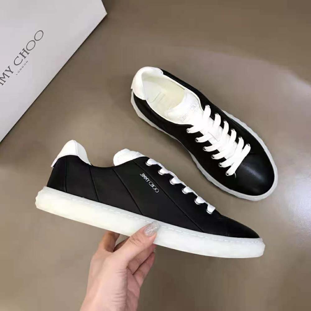 Jimmy Choo Women Diamond Light/f Black Nappa Leather Low-Top Trainers - image 4