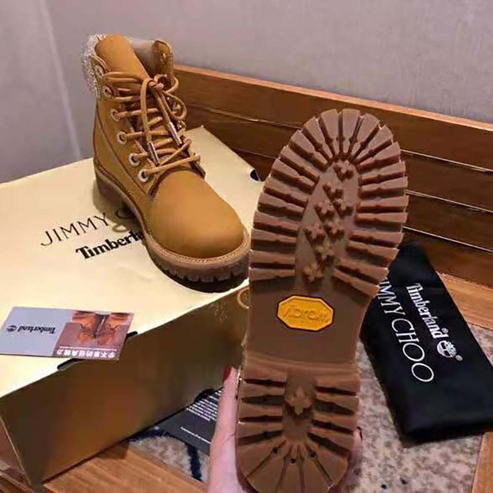 Jimmy Choo Women JC X Timberland/F Wheat Nubuck Leather Boots with Crystal Collar - image 10