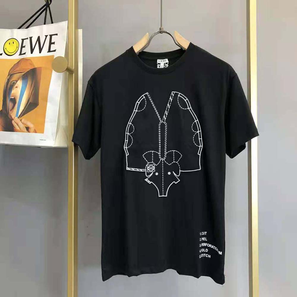 Close-up of detailed elephant embroidery on Loewe Women T-Shirt