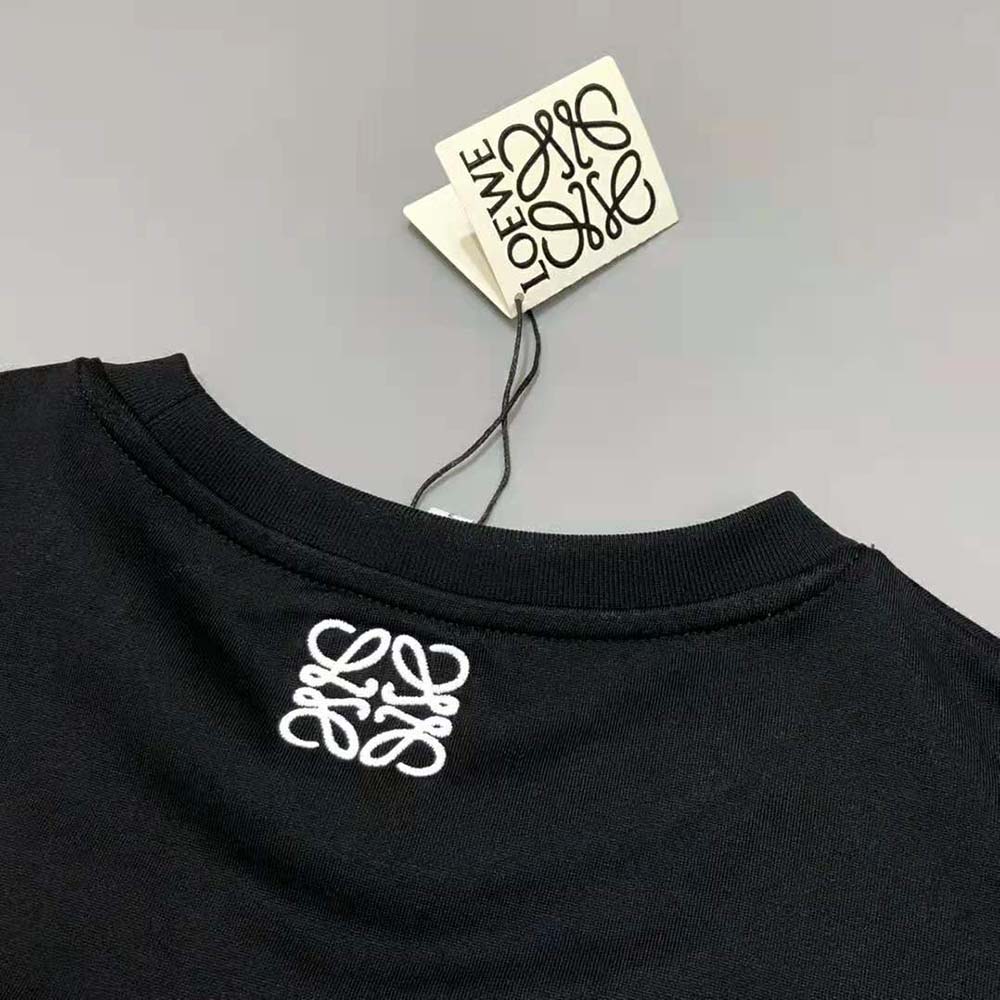 Loewe Women Elephant Embroidered T-Shirt in Cotton-Black - image 7