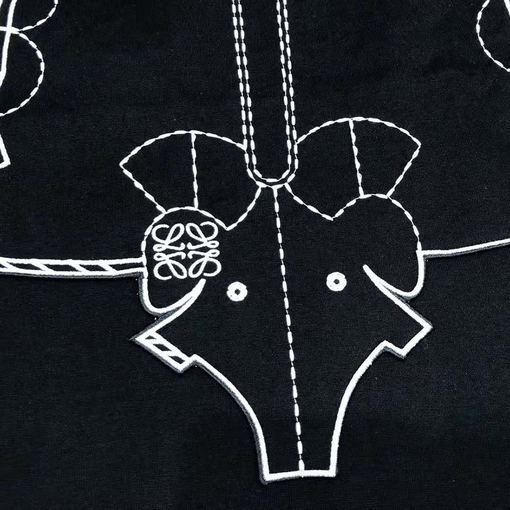 Loewe Women Elephant Embroidered T-Shirt in Cotton-Black - image 5