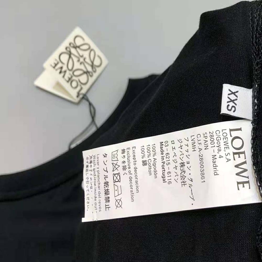 Loewe Women Elephant Embroidered T-Shirt in Cotton-Black - image 9