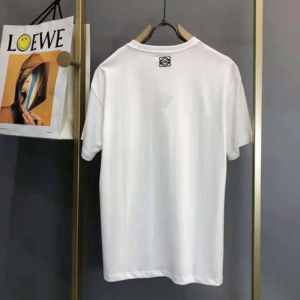 Side profile showing relaxed fit of Loewe Women Elephant Embroidered T-Shirt