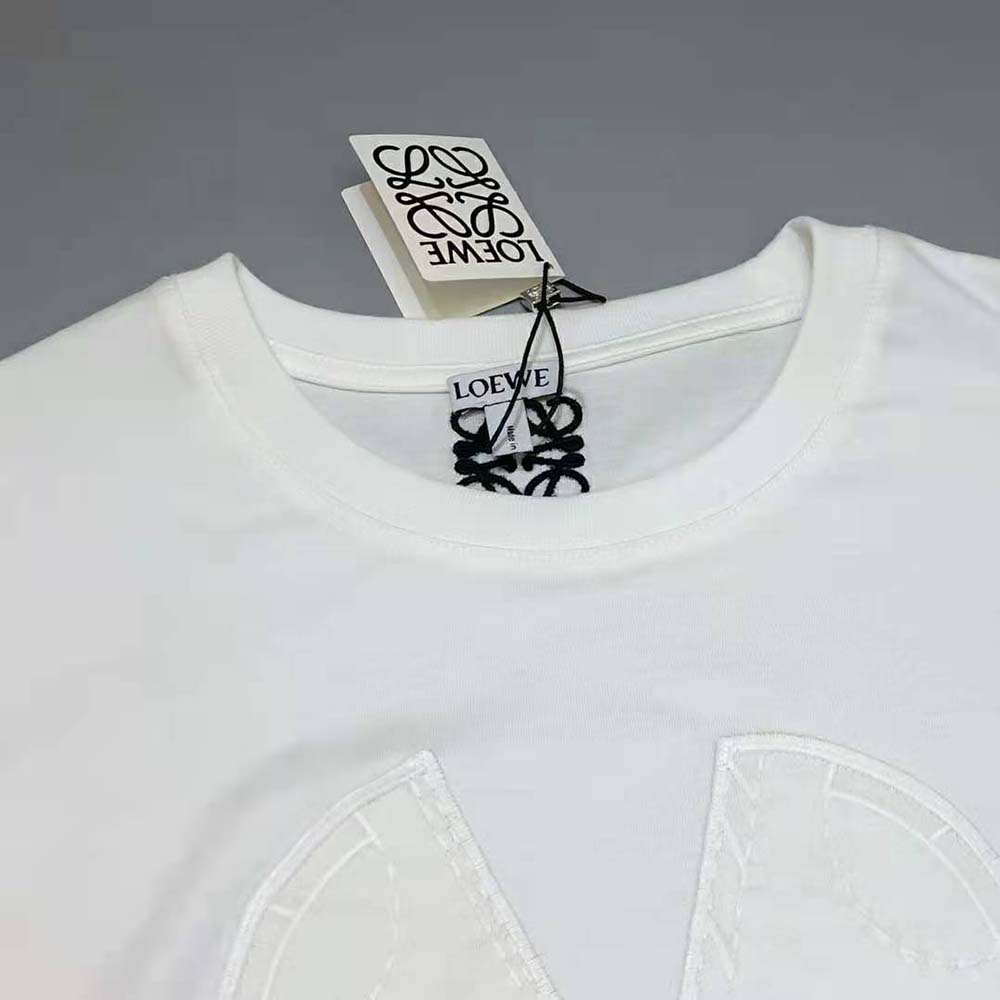 Loewe Women Elephant Embroidered T-Shirt in Cotton-White - image 8