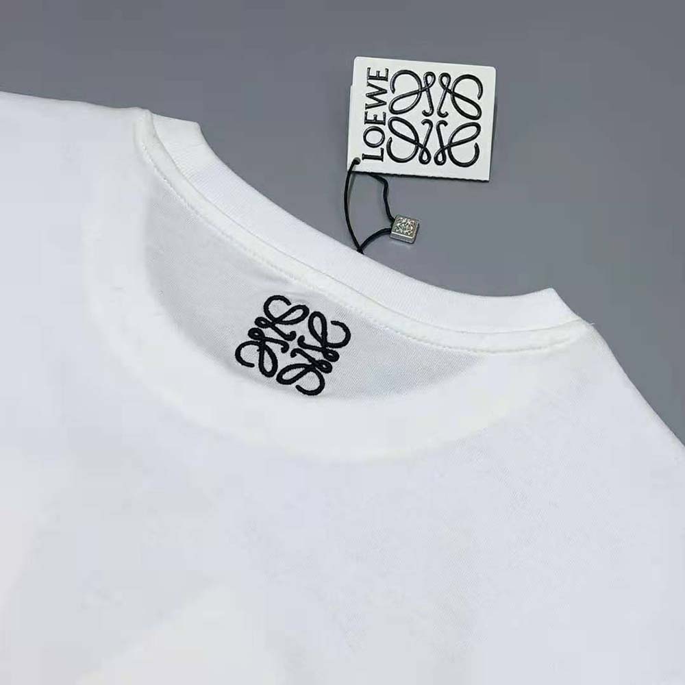 Loewe Women Elephant Embroidered T-Shirt in Cotton-White - image 7