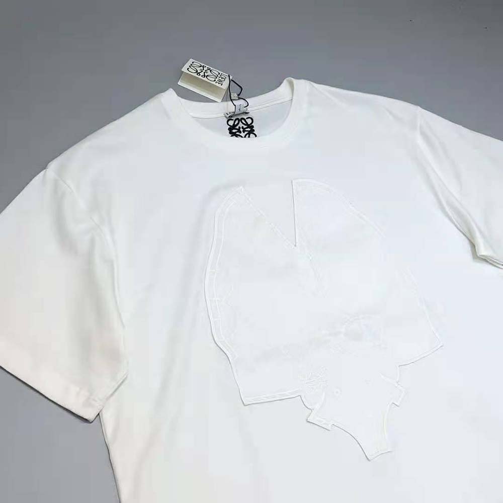 Loewe Women Elephant Embroidered T-Shirt in Cotton-White - image 5
