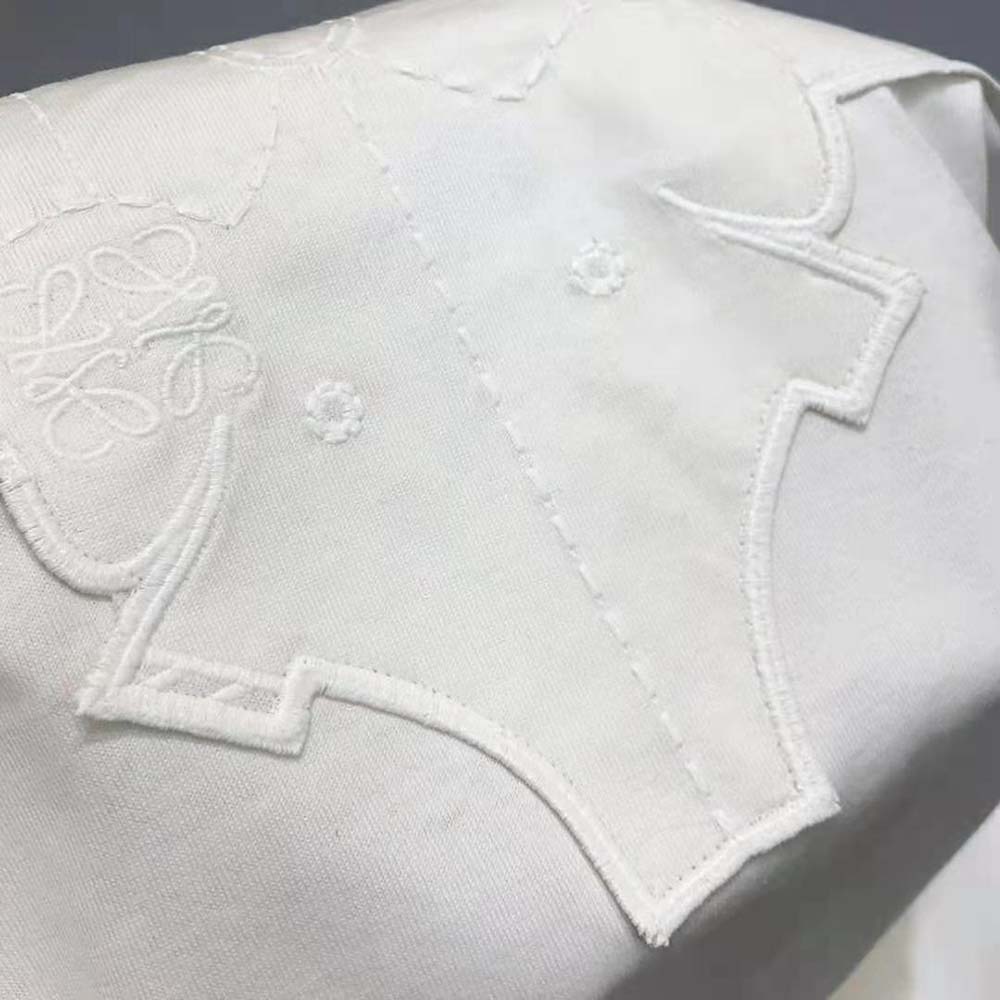 Loewe Women Elephant Embroidered T-Shirt in Cotton-White - image 4