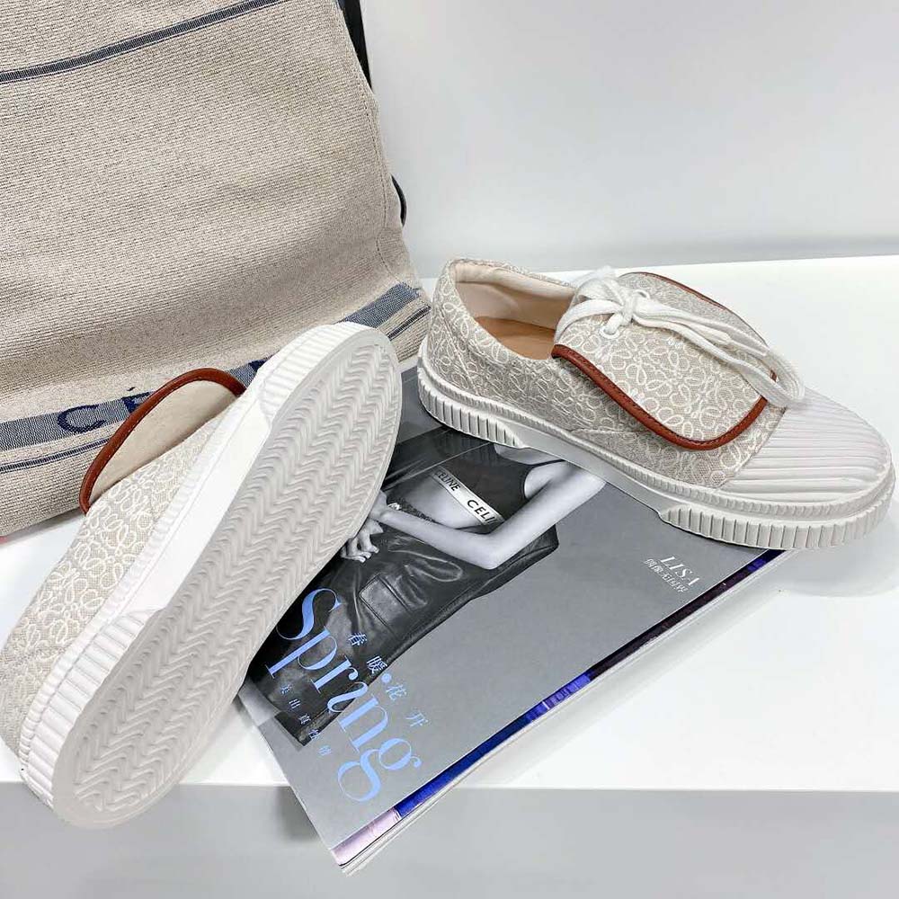 Loewe Women Anagram Flap Sneaker in Canvas-White - image 9