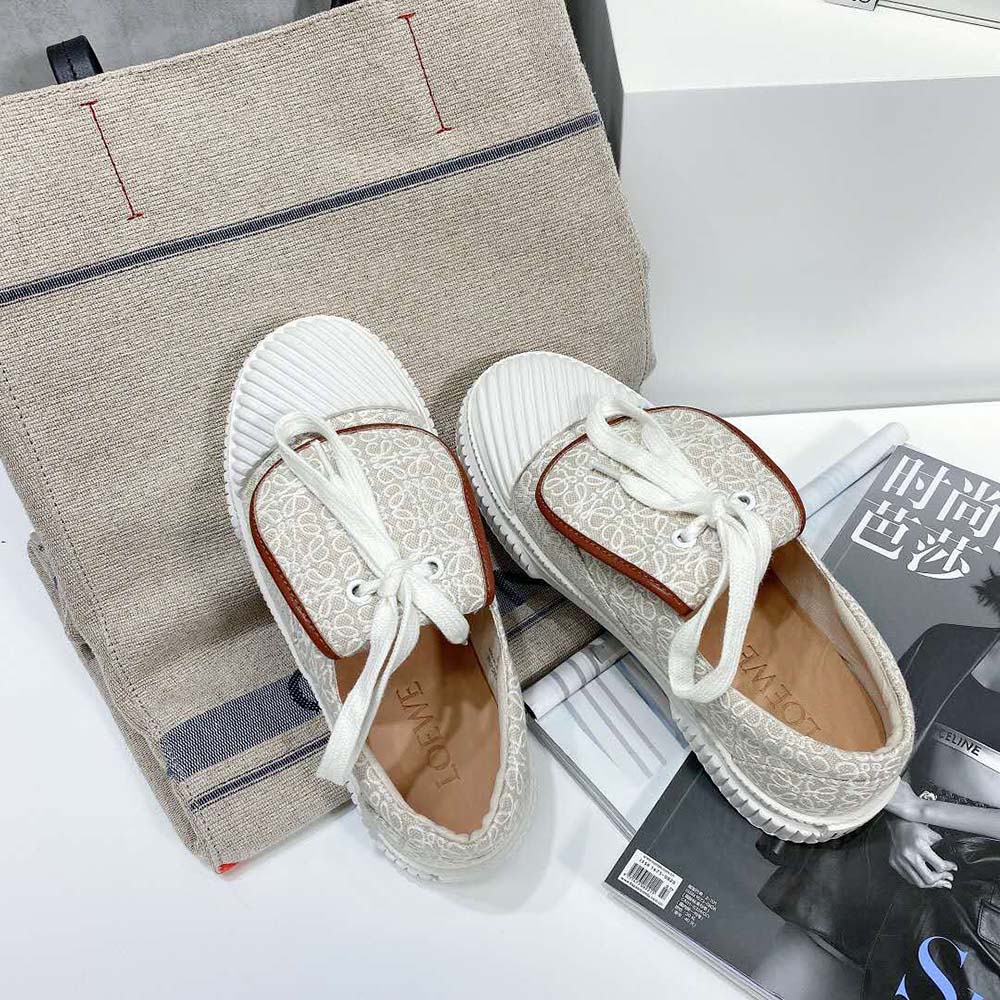 Loewe Women Anagram Flap Sneaker in Canvas-White - image 5