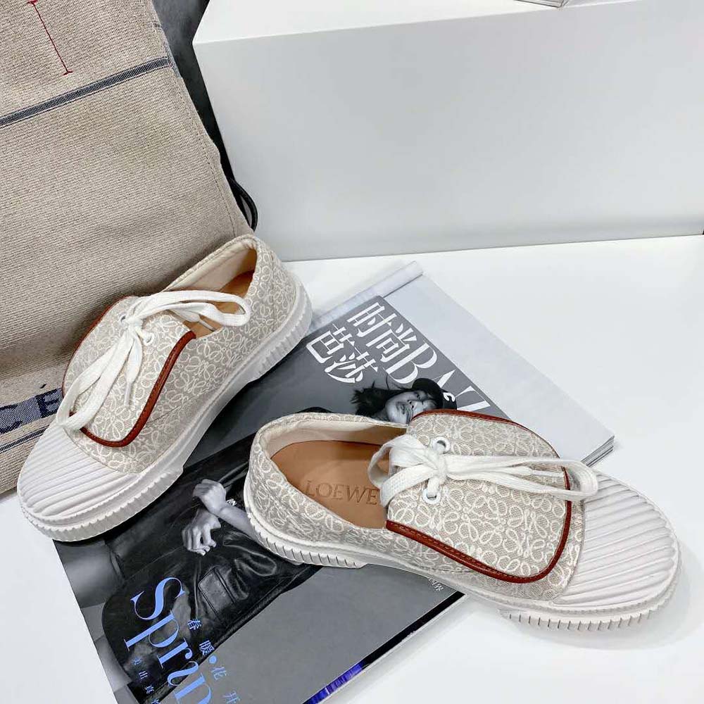 Loewe Women Anagram Flap Sneaker in Canvas-White - image 6