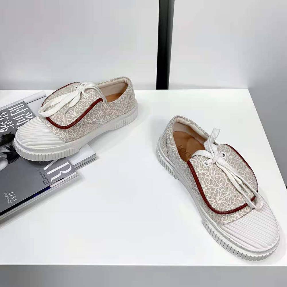 Loewe Women Anagram Flap Sneaker in Canvas-White - image 7