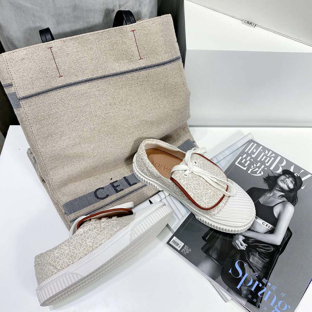 Loewe Women Anagram Flap Sneaker in Canvas-White - image 8
