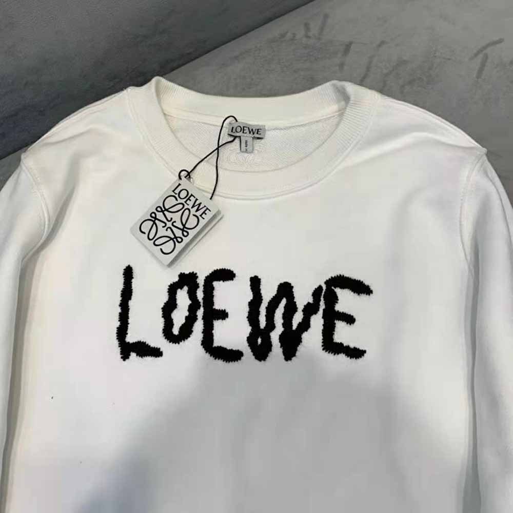 Loewe Women Embroidered Sweatshirt in Cotton-White - image 7
