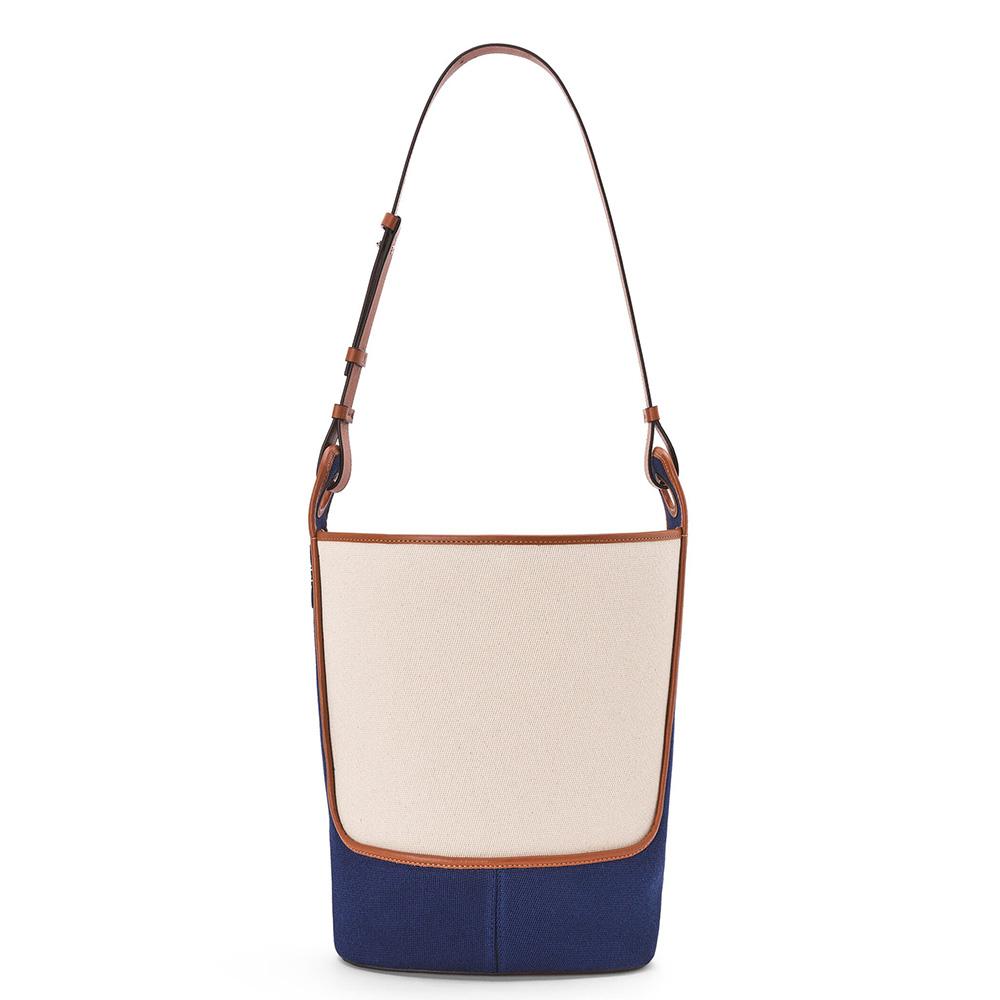 Front view of Loewe Women Hobo Bag in Canvas and Calfskin blue