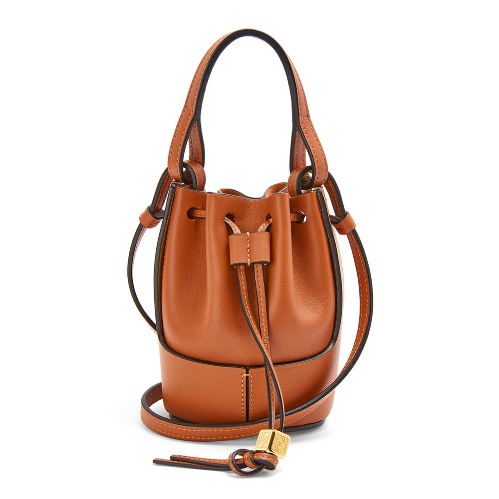 Front view of Loewe Women Nano Balloon Bag in Nappa and Calfskin-Brown