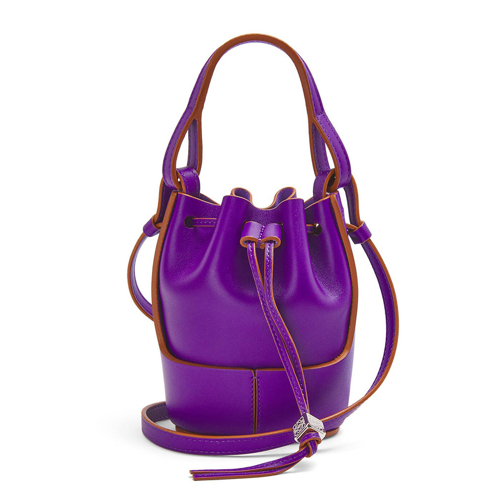Front view of Loewe Women Nano Balloon Bag in Nappa and Calfskin-Purple