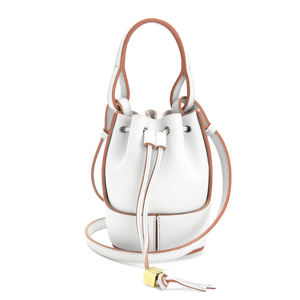 Front view of Loewe Women Nano Balloon Bag in Nappa and Calfskin-White