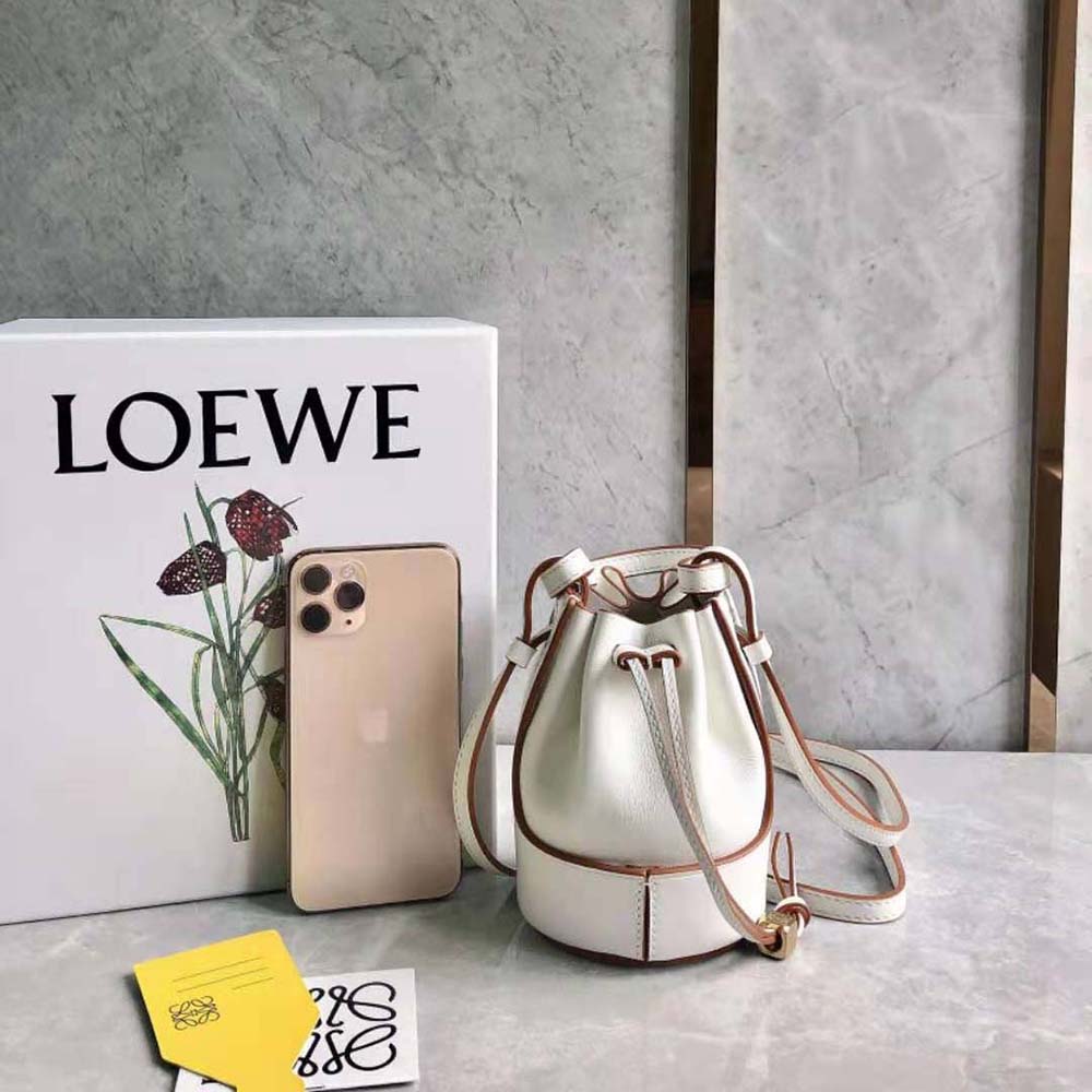 Loewe Women Nano Balloon Bag in Nappa and Calfskin-White - image 4