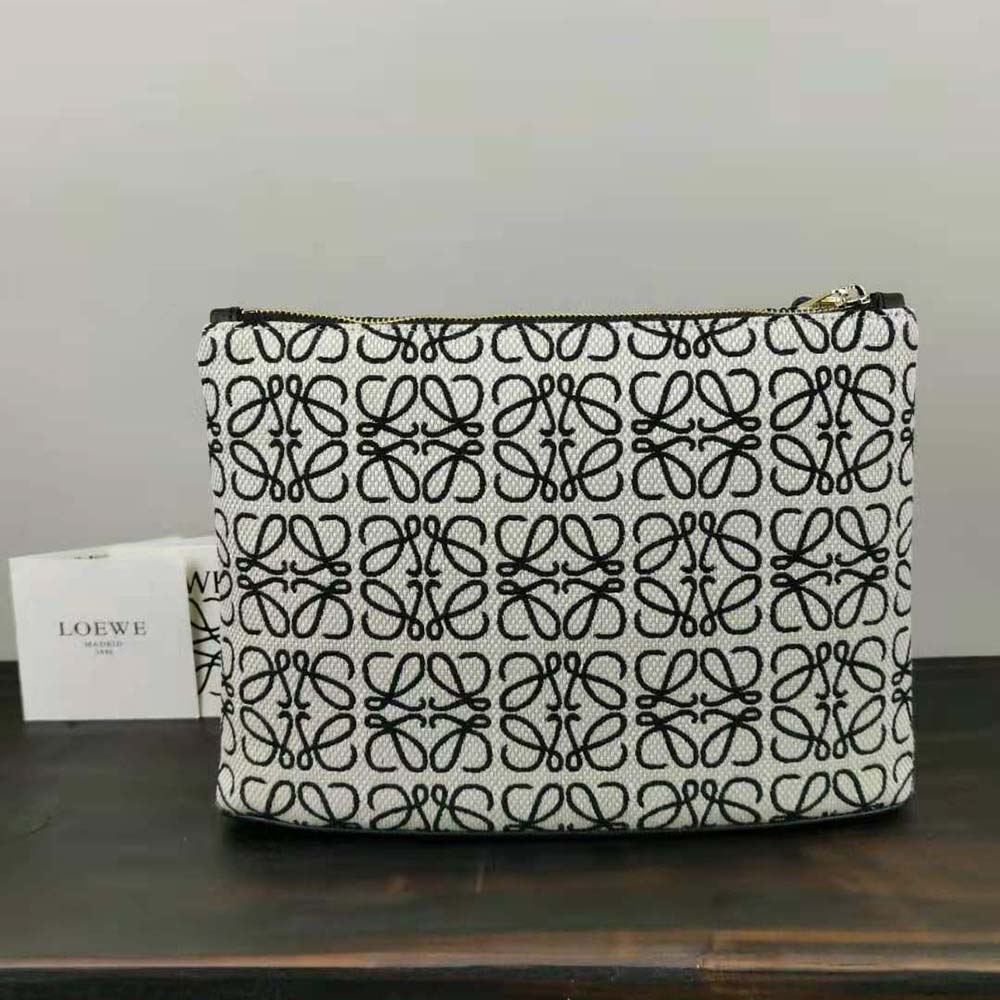 Loewe Women Oblong Anagram Pouch in Jacquard and Calfskin-Black - image 5