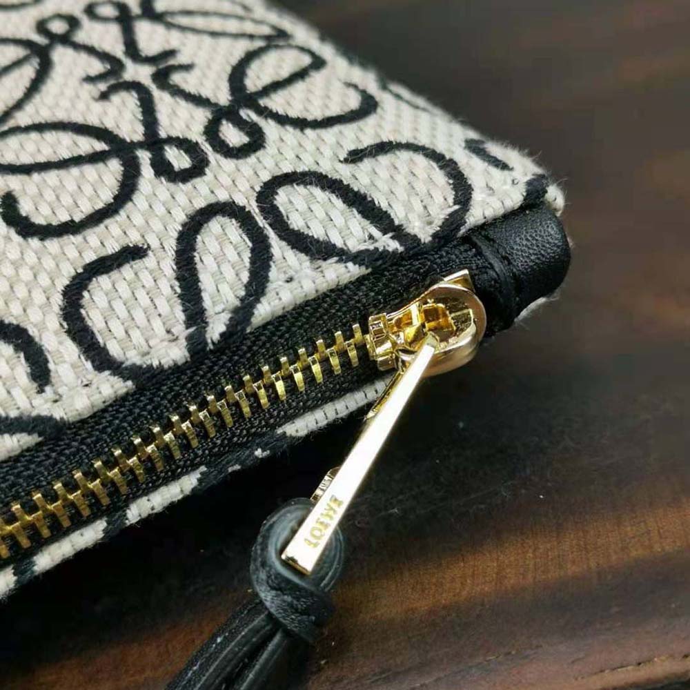 Loewe Women Oblong Anagram Pouch in Jacquard and Calfskin-Black - image 8