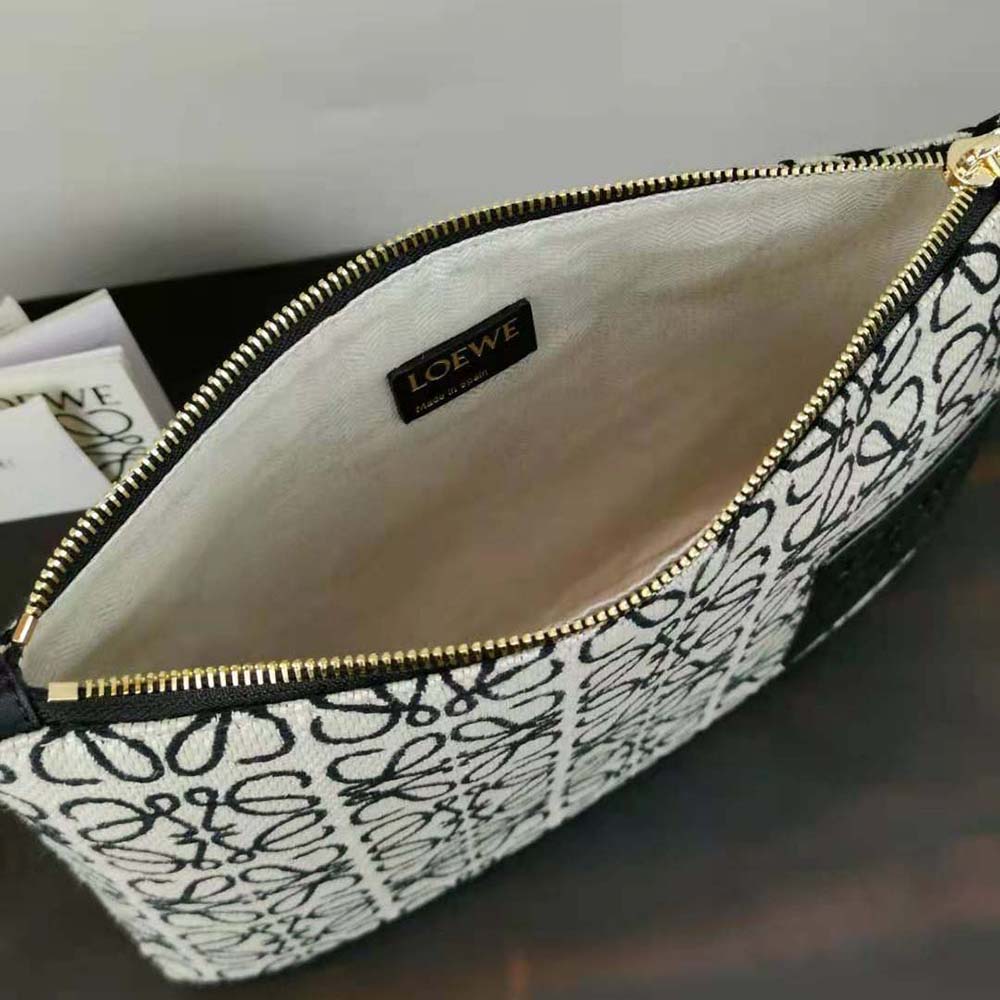Loewe Women Oblong Anagram Pouch in Jacquard and Calfskin-Black - image 7