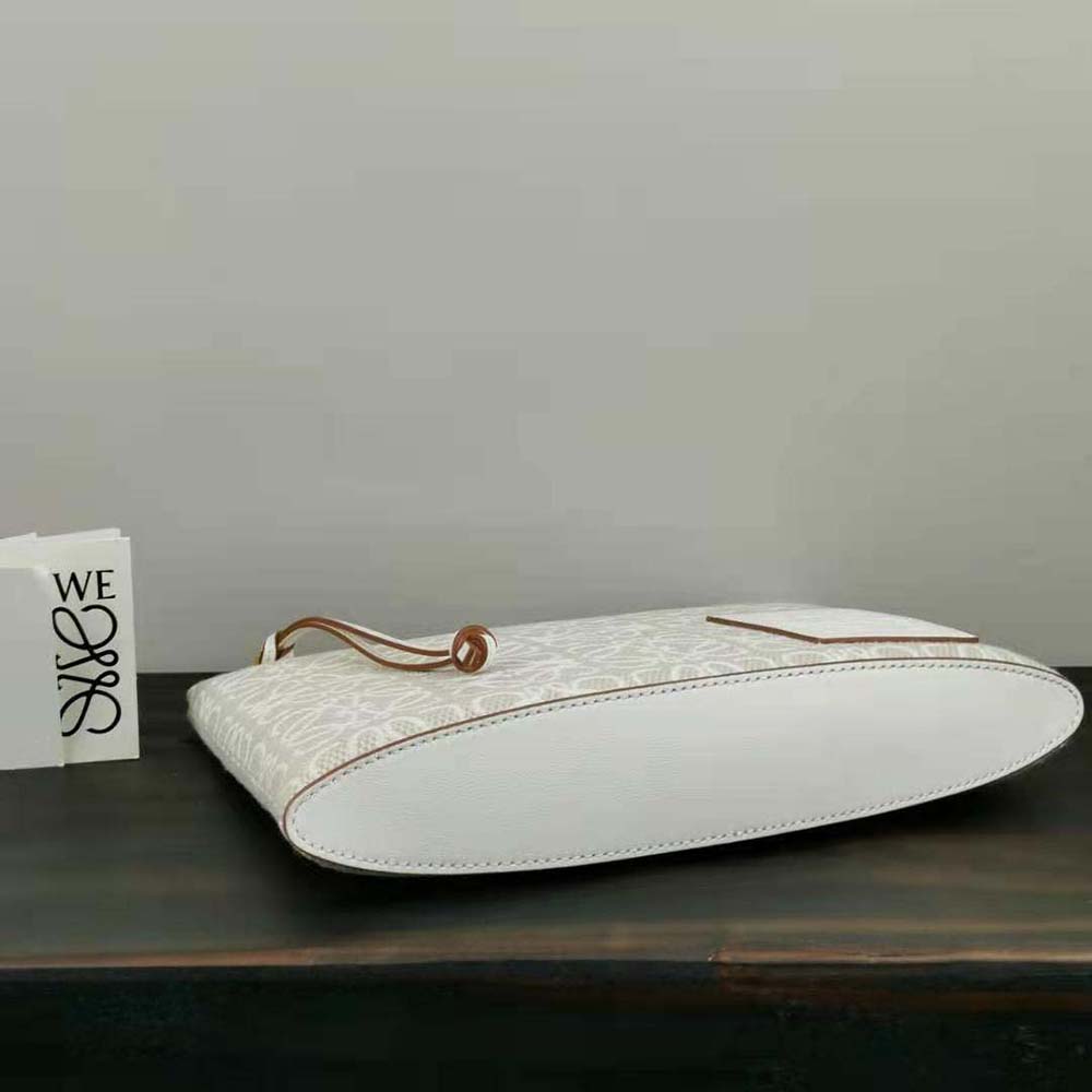 Loewe Women Oblong Anagram Pouch in Jacquard and Calfskin-White - image 6