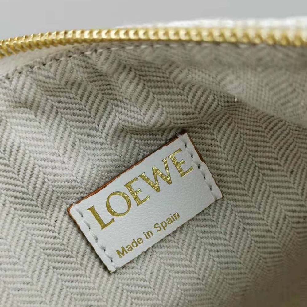 Loewe Women Oblong Anagram Pouch in Jacquard and Calfskin-White - image 8