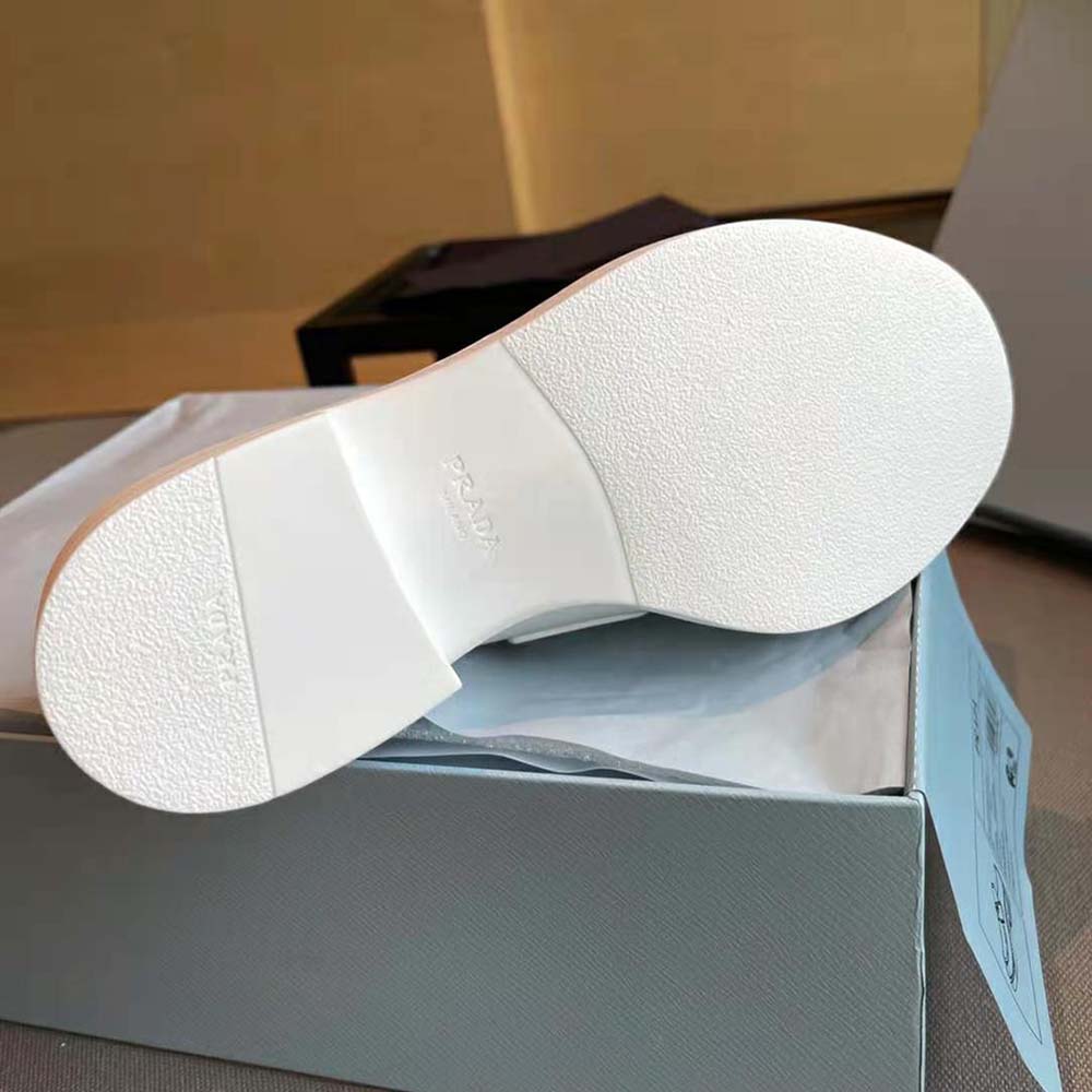Prada Women Brushed Leather Loafers-White - image 8