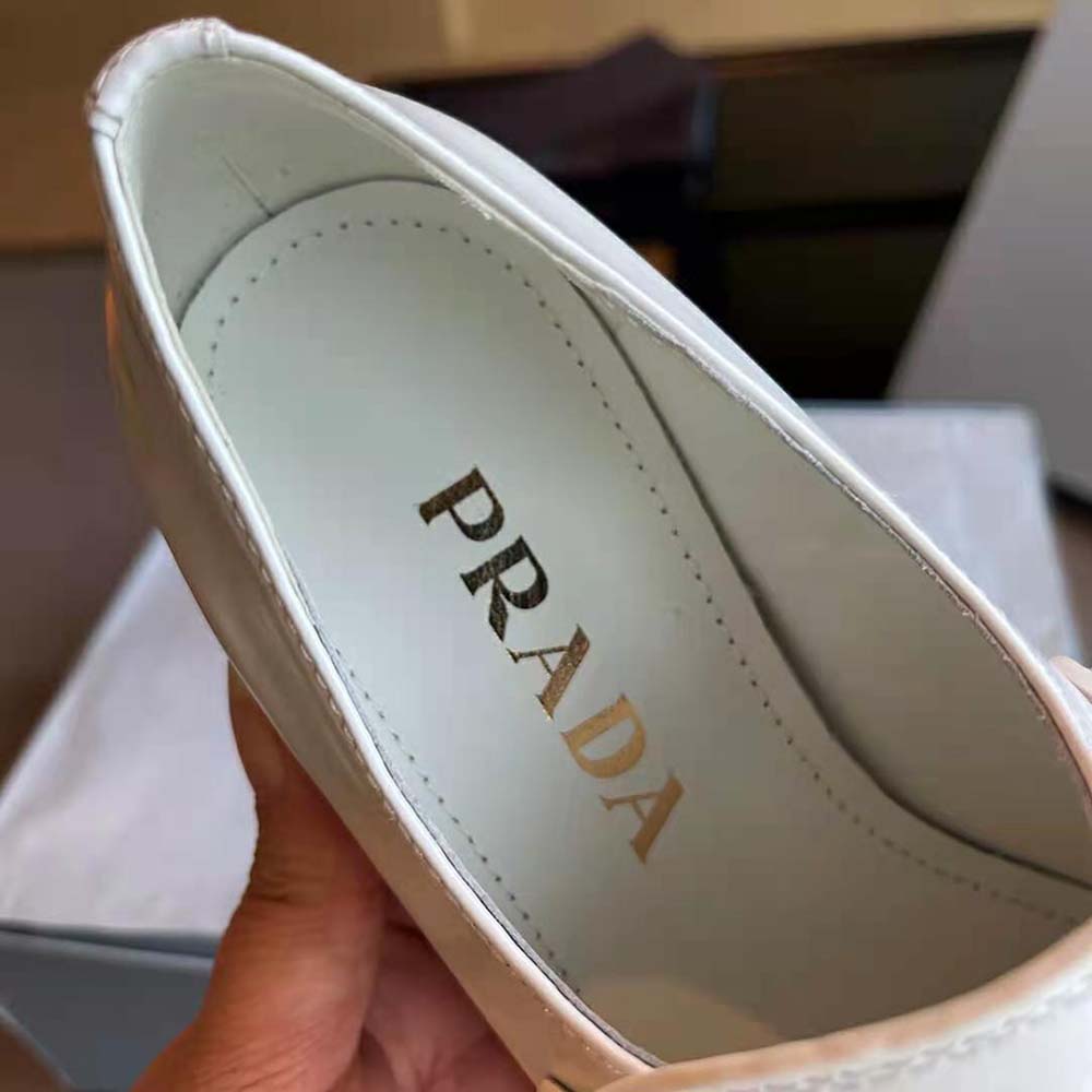 Prada Women Brushed Leather Loafers-White - image 9