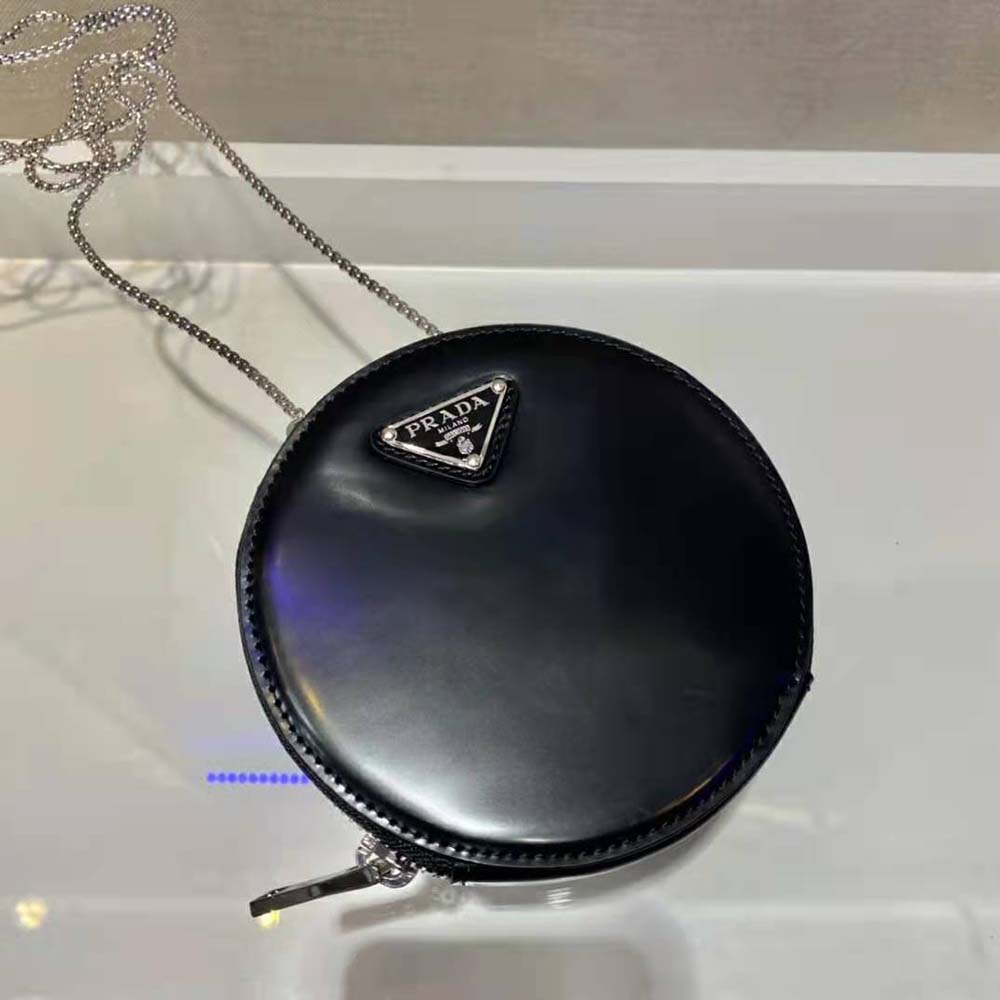 Prada Women Brushed Leather Mini-Pouch-Black - image 5
