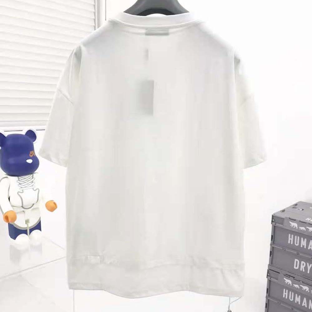 Side profile showing silhouette of Prada Women Cotton T-Shirt with Nylon Details-White