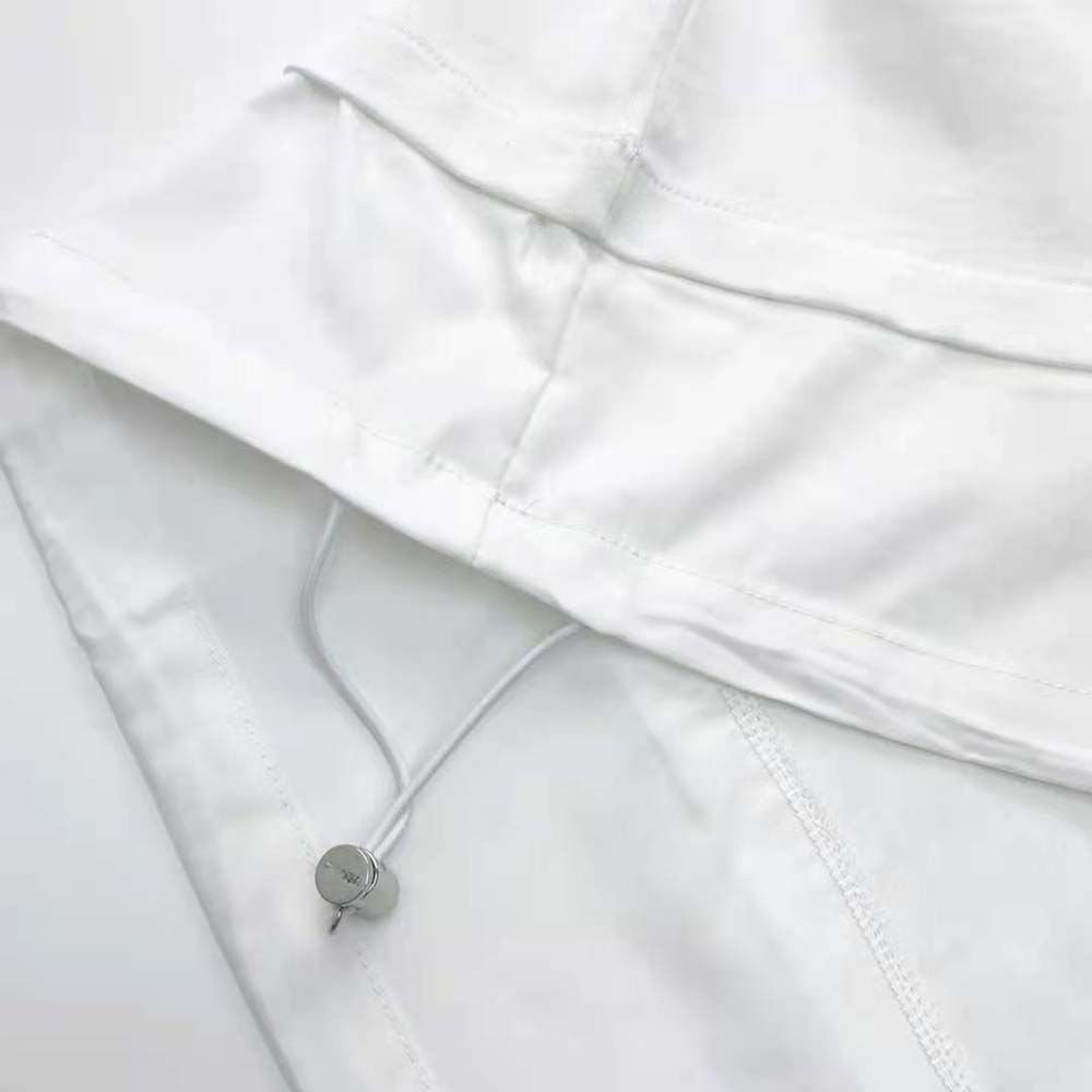 Prada Women Cotton T-Shirt with Nylon Details-White - image 4