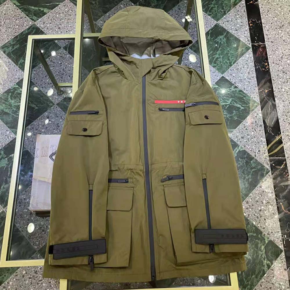 Close-up of Prada Women GORE-TEX PRO Jacket zipper and hardware details