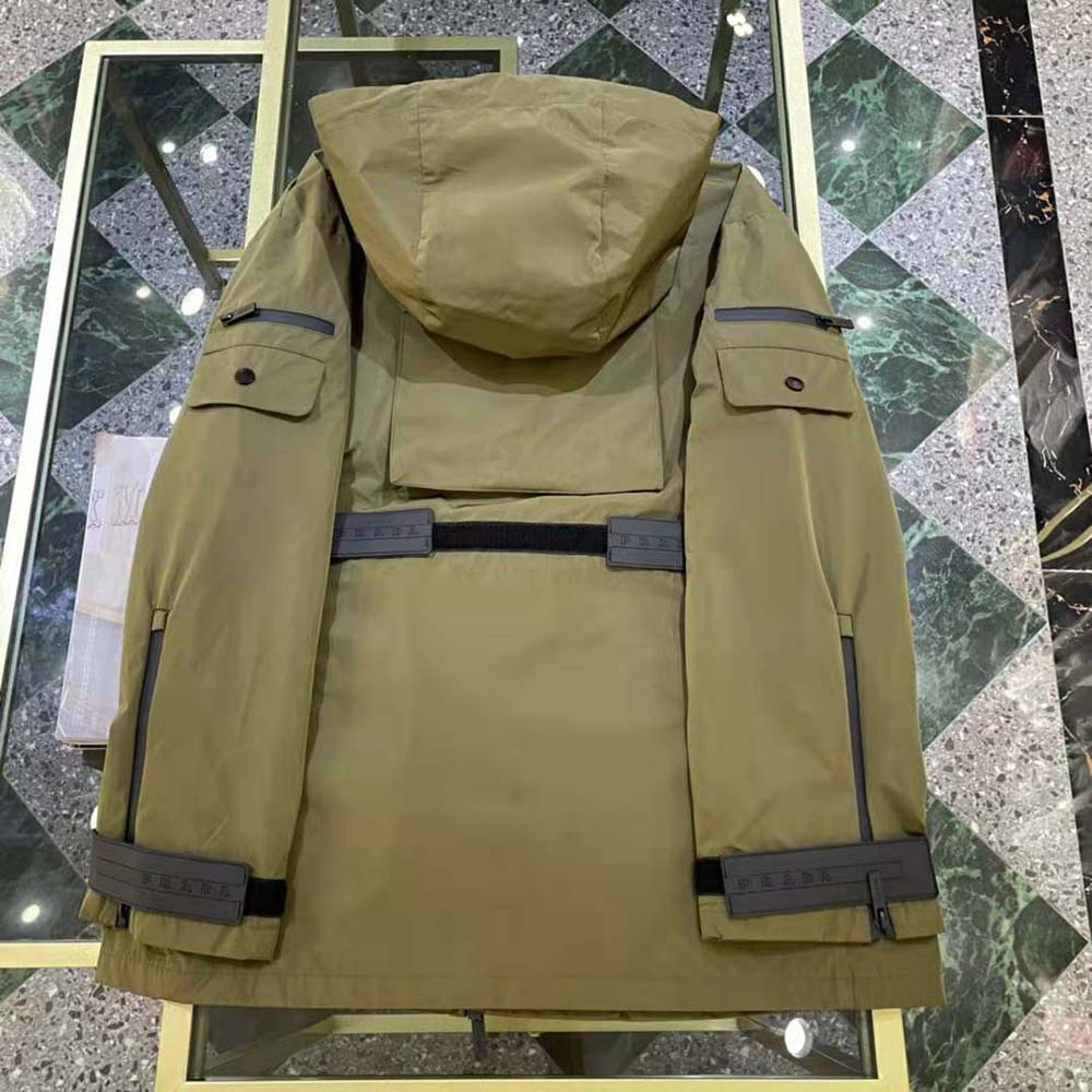 Side angle of Prada Women GORE-TEX PRO Jacket highlighting silhouette