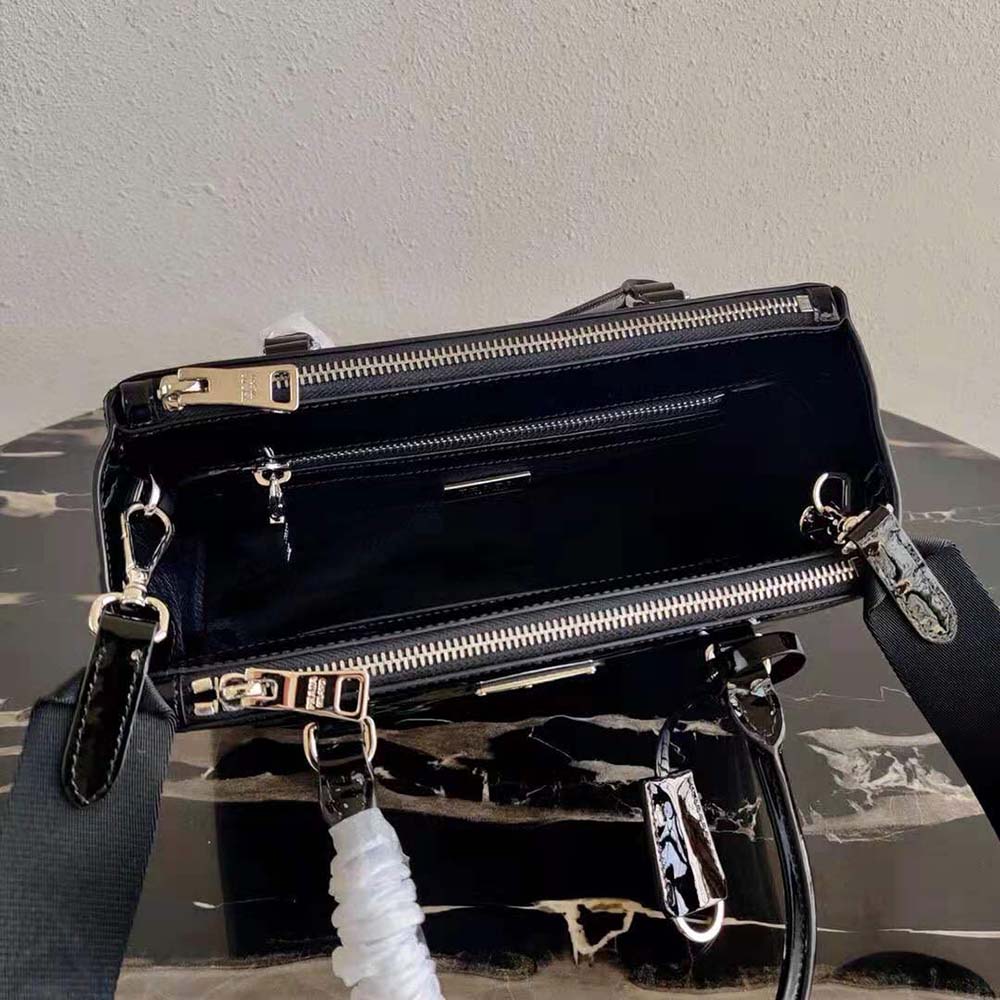 Prada Women Galleria Brushed Leather Small Bag-Black - image 5