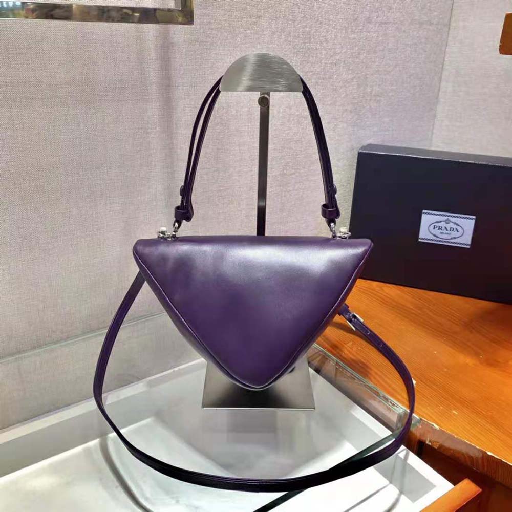 Prada Women Padded Nappa Leather Handbag-Purple - image 4