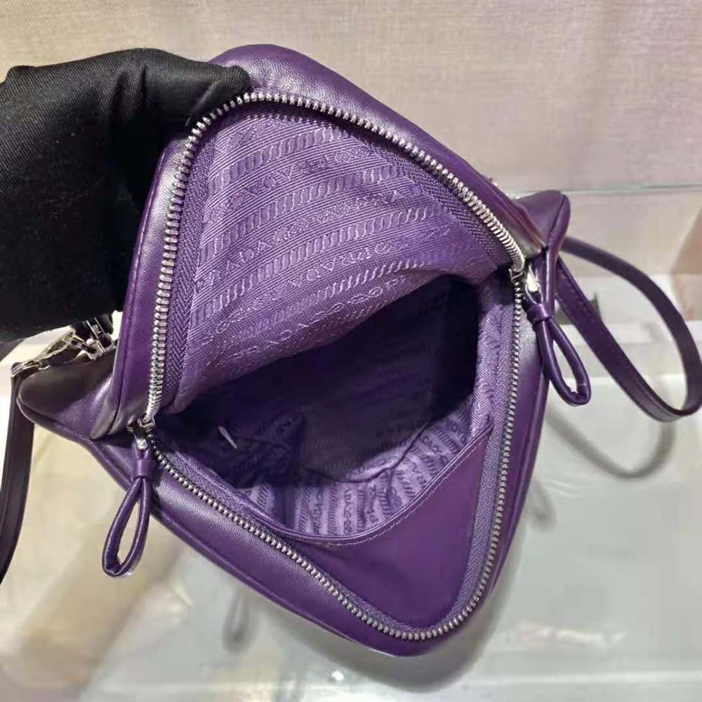 Prada Women Padded Nappa Leather Handbag-Purple - image 7