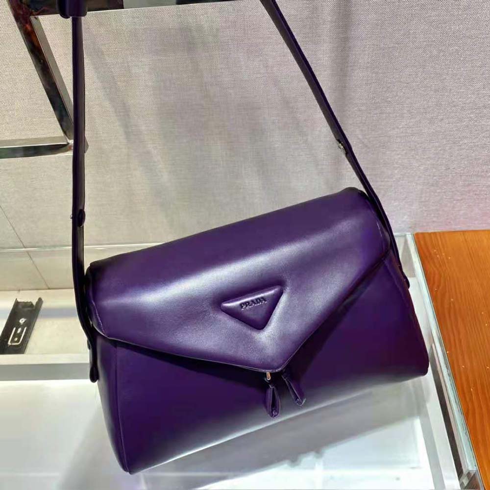 Prada Women Padded Nappa Leather Prada Signaux Bag-Purple - image 4