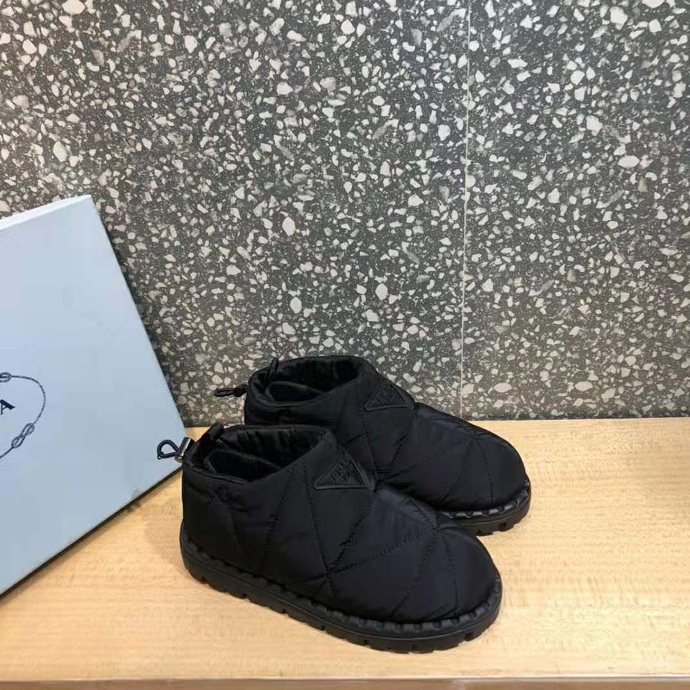 Top view showing slip-on design of Prada Women Padded Nylon Shoes