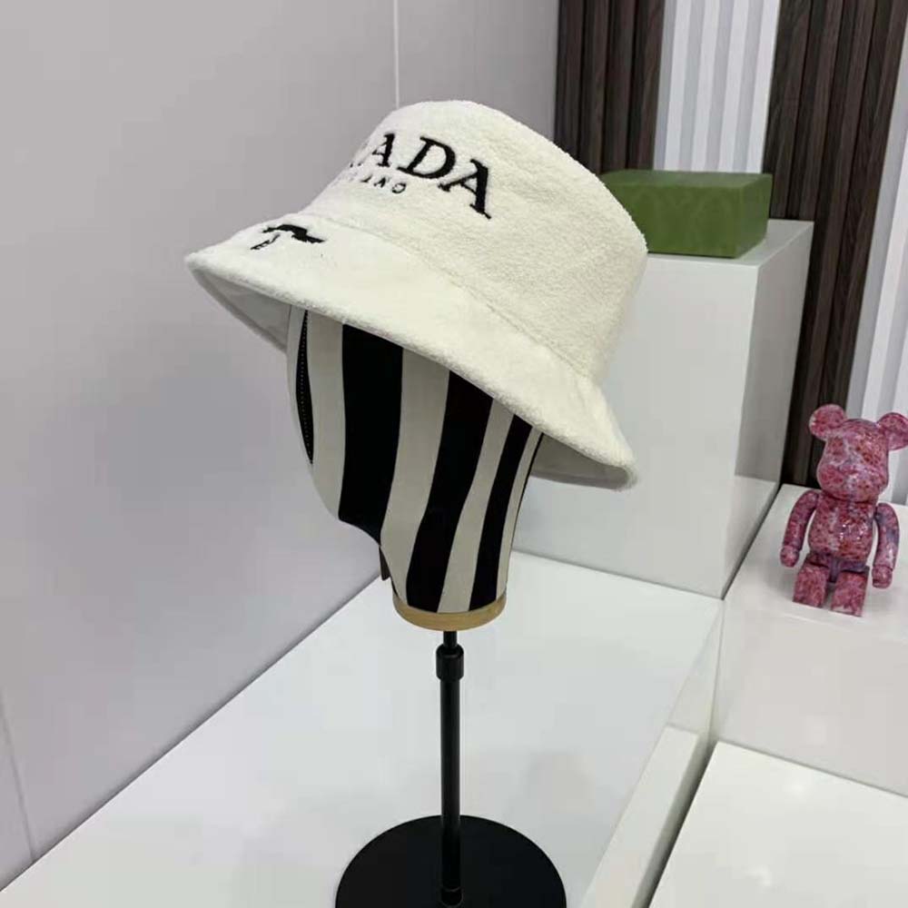 Prada Women Terrycloth Bucket Hat-White - image 7