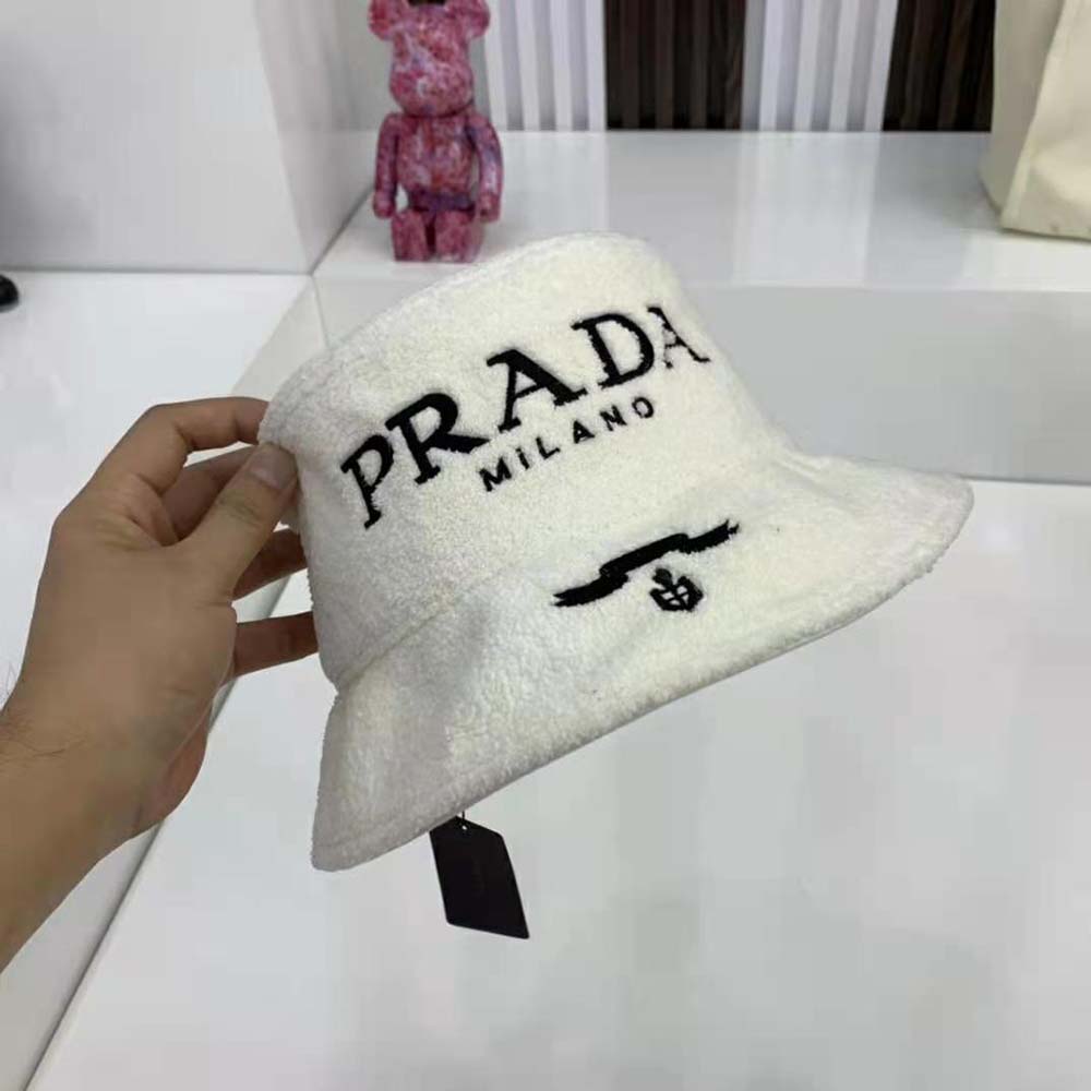 Prada Women Terrycloth Bucket Hat-White - image 5