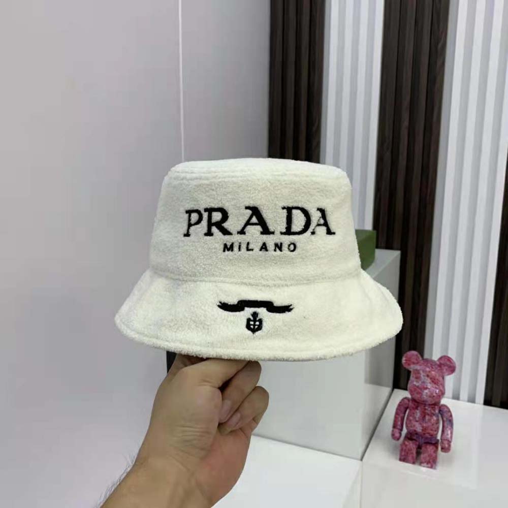 Prada Women Terrycloth Bucket Hat-White - image 4