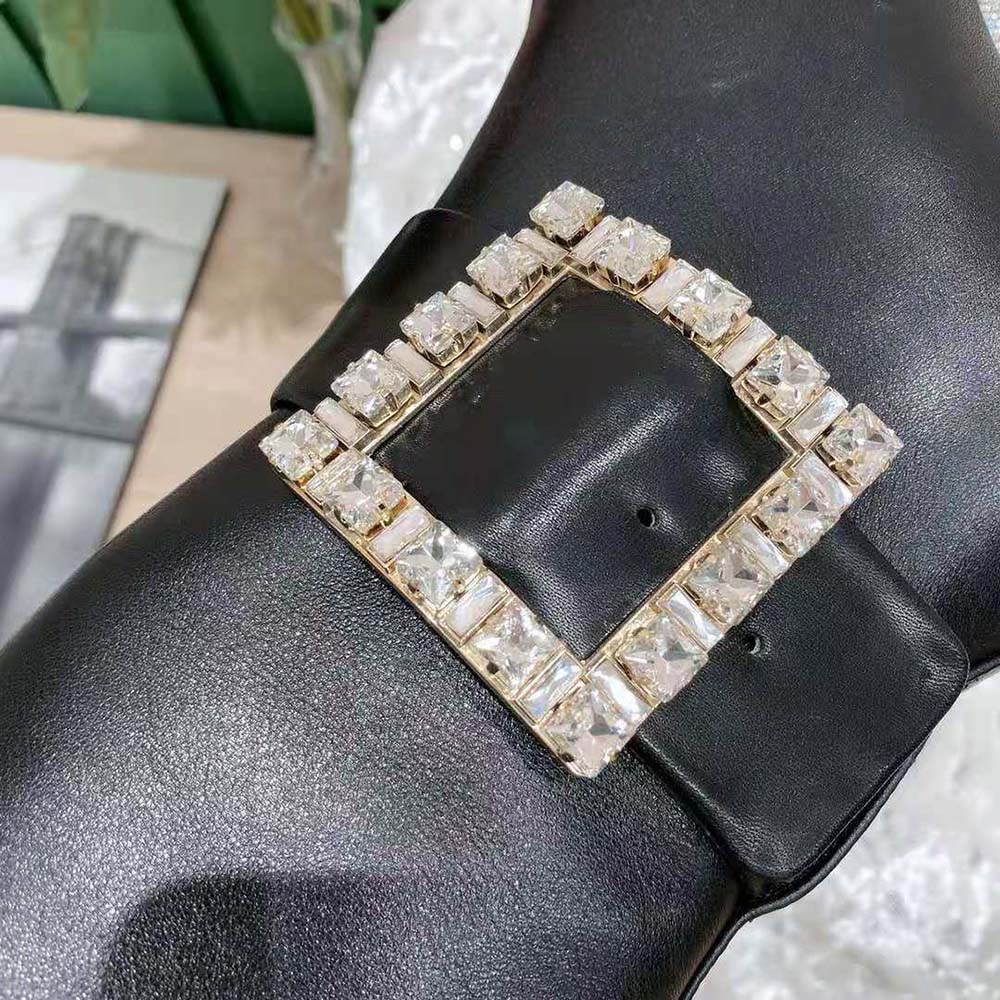 Roger Vivier Women Pointy Strass Buckle Boots in Leather - image 8
