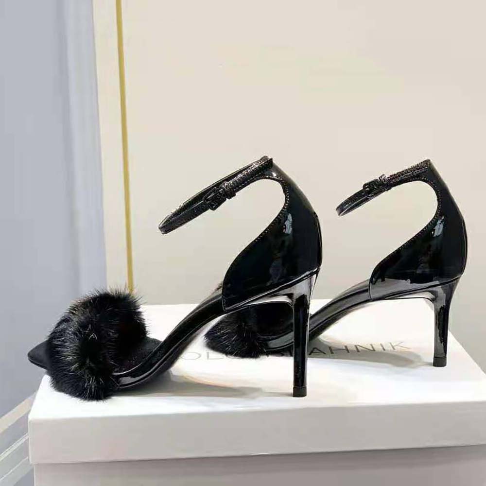 Saint Laurent YSL Women Bea Sandals in Patent Leather and Mink - image 6